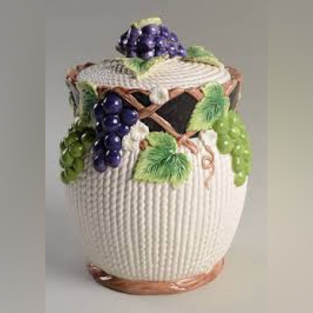 Fitz And Floyd Retired Mediterranean Majolica Fruits Canister  approx. 10”x8”
